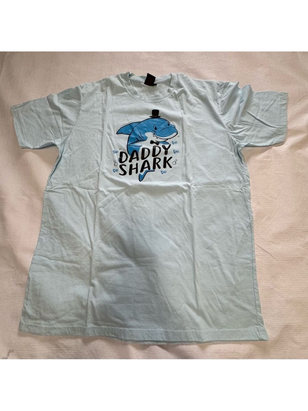 Me and U Daddy Shark Men's Light Blue Short Sleeve Tee Couple  Family Shirt